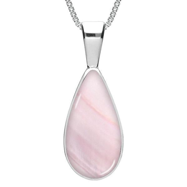 Sterling Silver Pink Mother of Pearl Classic Teardrop Necklace
