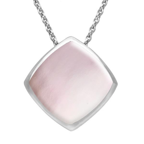 Sterling Silver Pink Mother of Pearl Cushion Necklace