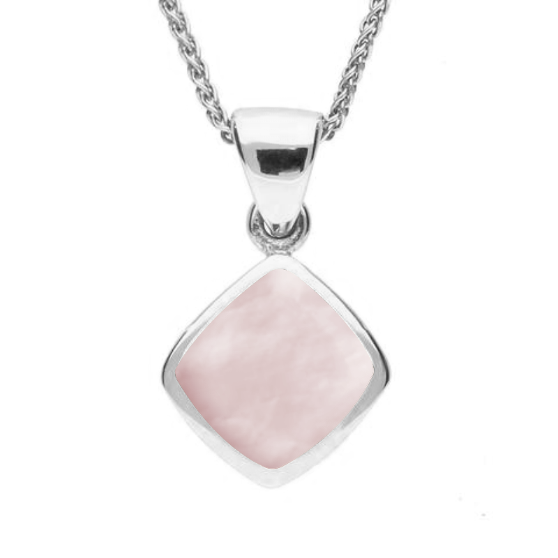 Sterling Silver Pink Mother of Pearl Dinky Cushion Necklace