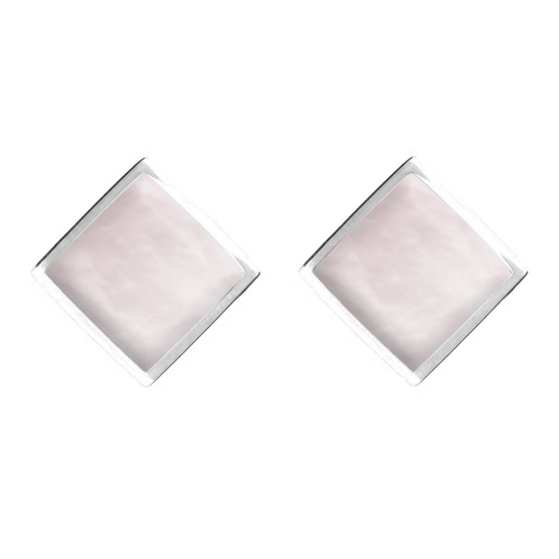 Sterling Silver Pink Mother of Pearl Rhombus Earrings