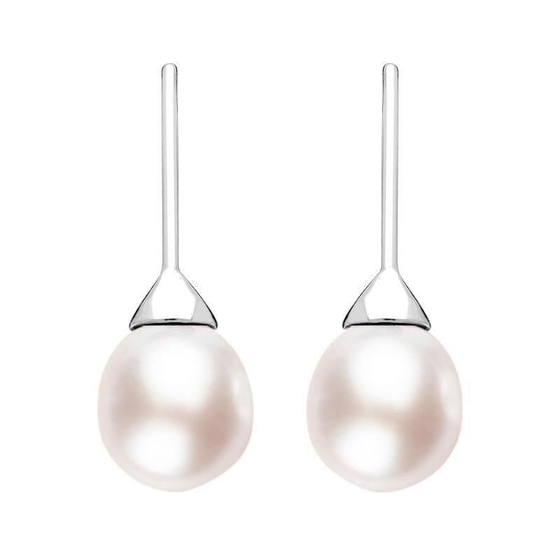 Sterling Silver Pink Pearl Hook Drop Earrings