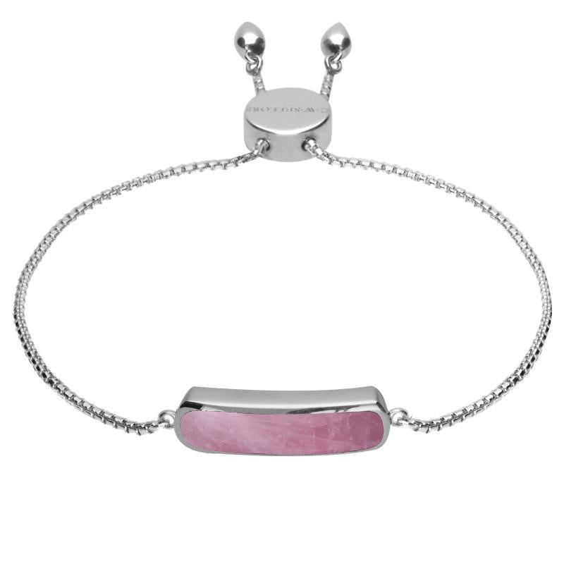 Sterling Silver Rose Quartz Lineaire Petite Bracelet