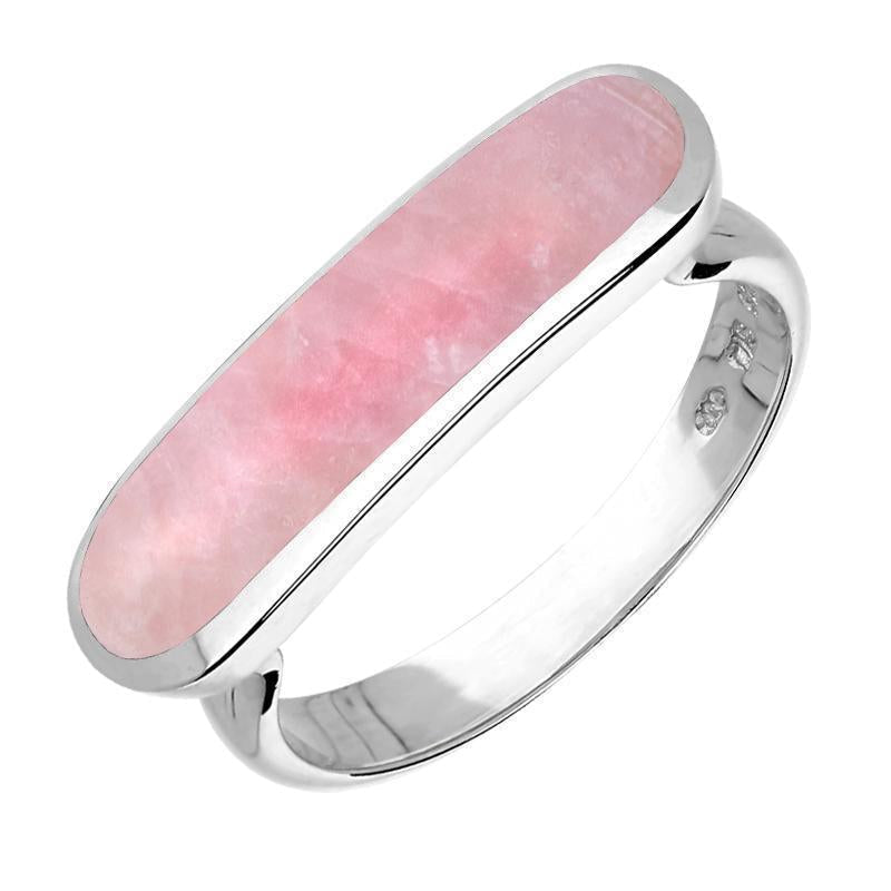 Sterling Silver Rose Quartz Lineaire Petite Oval Ring