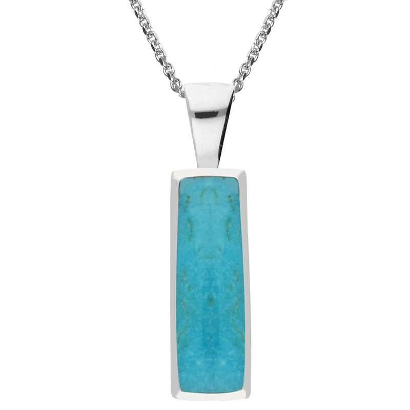 Sterling Silver Turquoise Large Slim Oblong Necklace