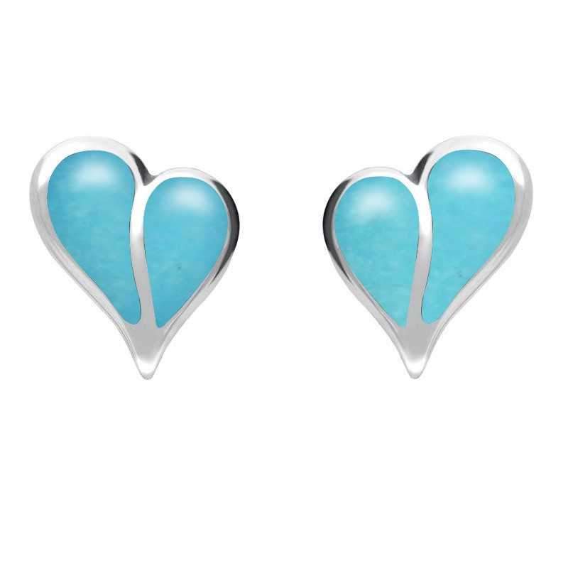 Sterling Silver Turquoise Split Heart Stud Earrings