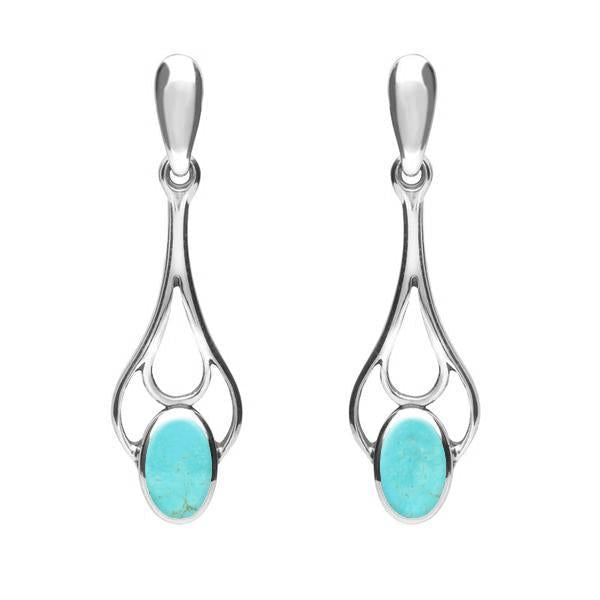 Sterling Silver Turquoise Spoon Drop Earrings