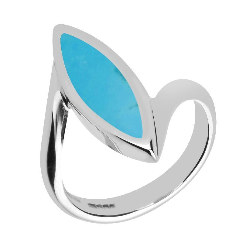 Sterling Silver Turquoise Toscana Twist Marquise Ring