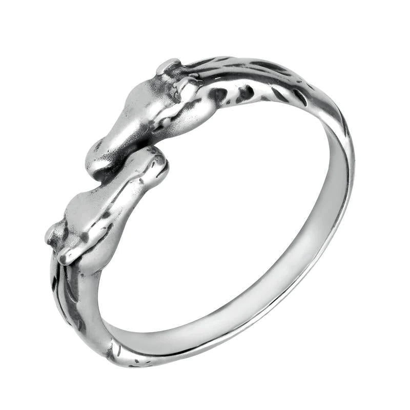 Sterling Silver Twin Horse Head Ring