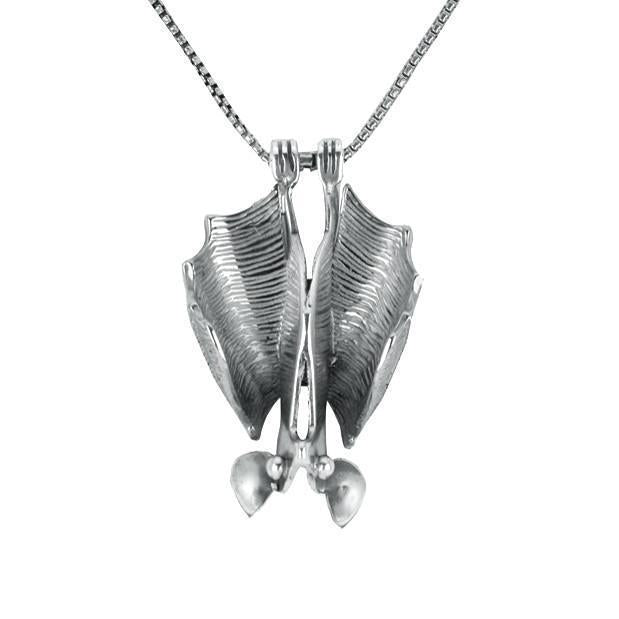 Sterling Silver Upside Down Bat Small Necklace