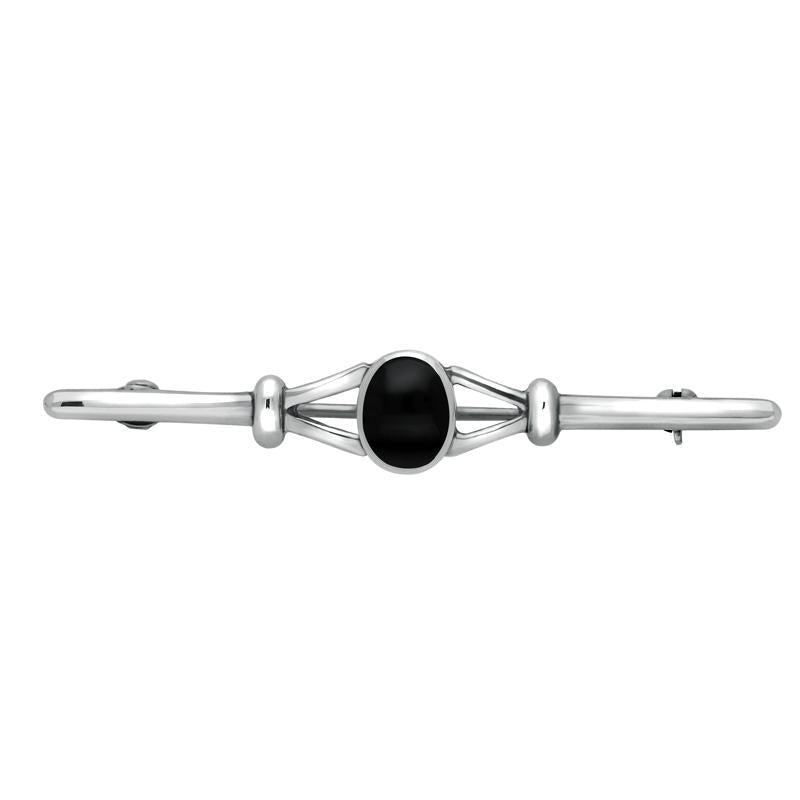 Sterling Silver Whitby Jet Bar Brooch
