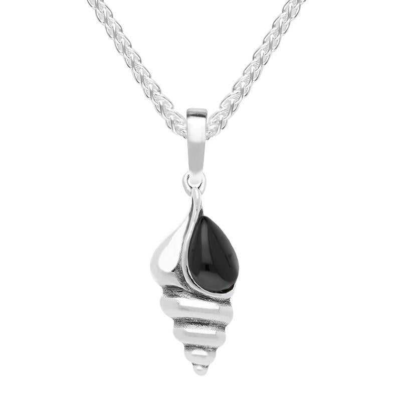 Sterling Silver Whitby Jet Small Shell Necklace