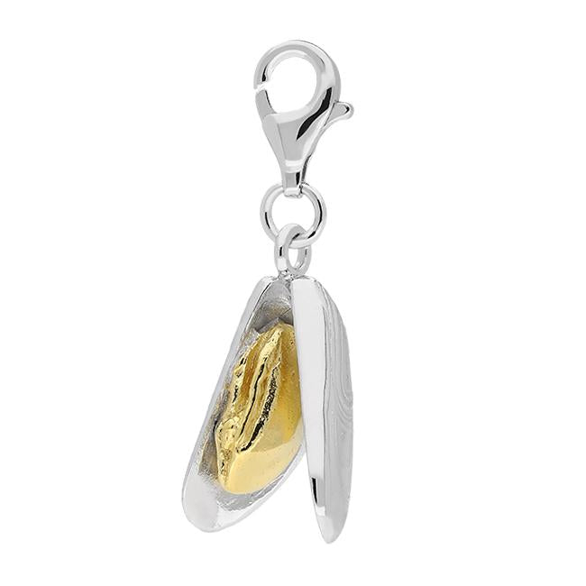 Sterling Silver and Yellow Gold Plated Clam Shell Charm