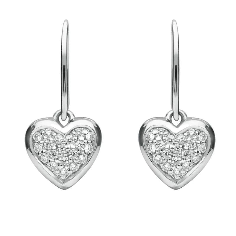 Sterling Silver Cubic Zirconia Small Heart Drop Earrings