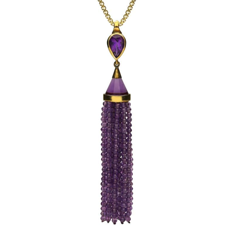 Yellow Gold Sterling Silver Plated Amethyst Cascade Necklace