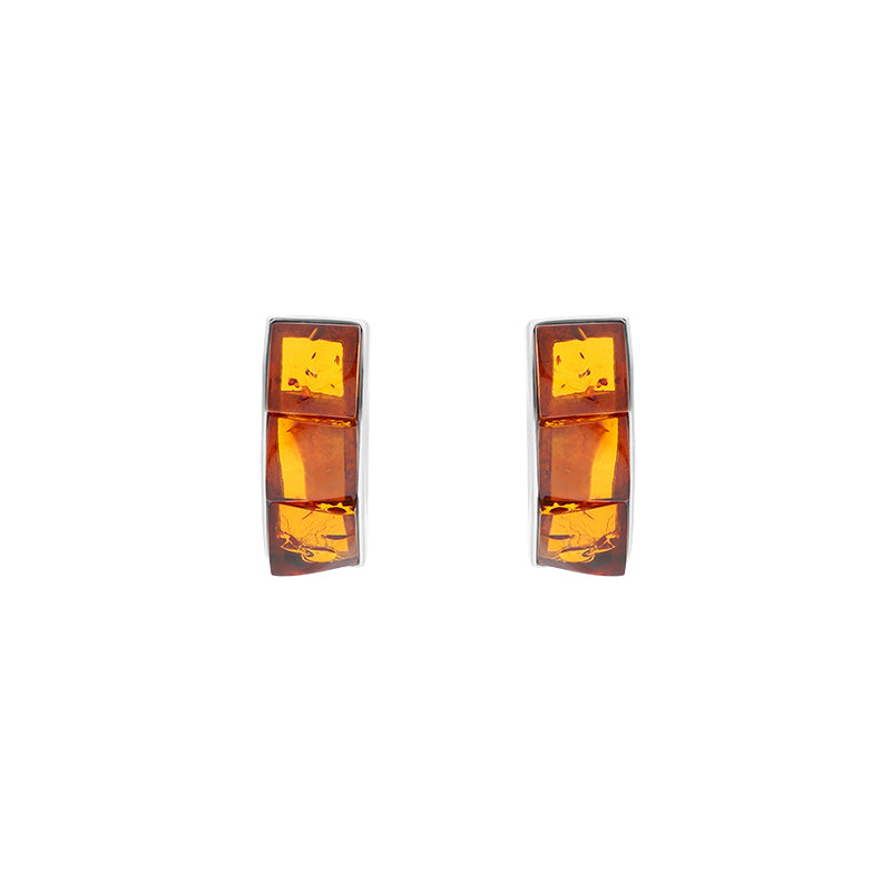 Sterling Silver Amber Stud Earrings D