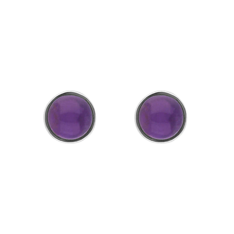 Sterling Silver Amethyst Round Stud Earrings