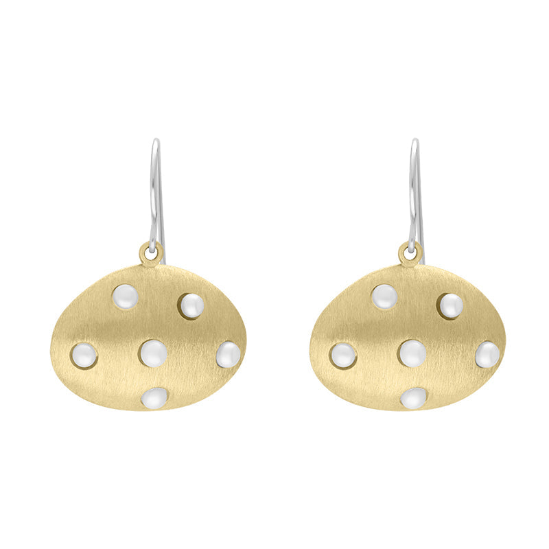 Sterling Silver Gold Plated Freshwater Pearl Oval Drop Earrings D