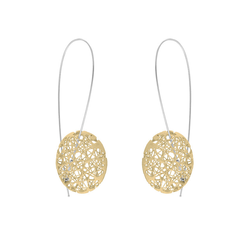 Sterling Silver Gold Plated Open Wire Disc Earrings D