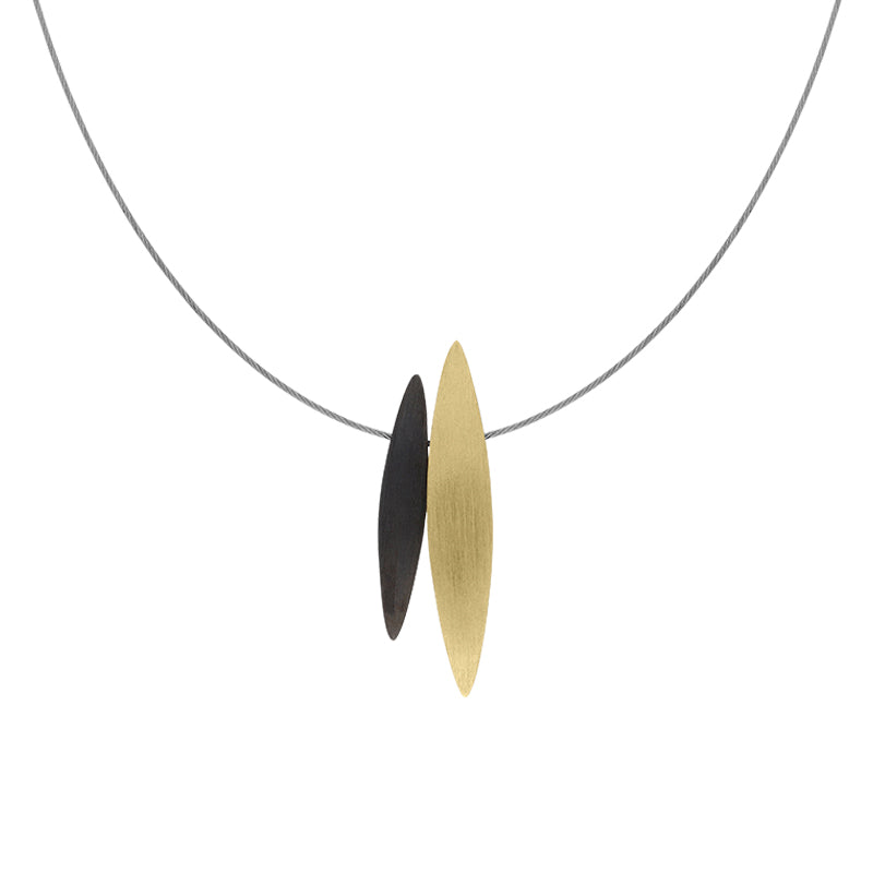 Sterling Silver Gold Plated Black Rhodium Double Marquise Necklace D