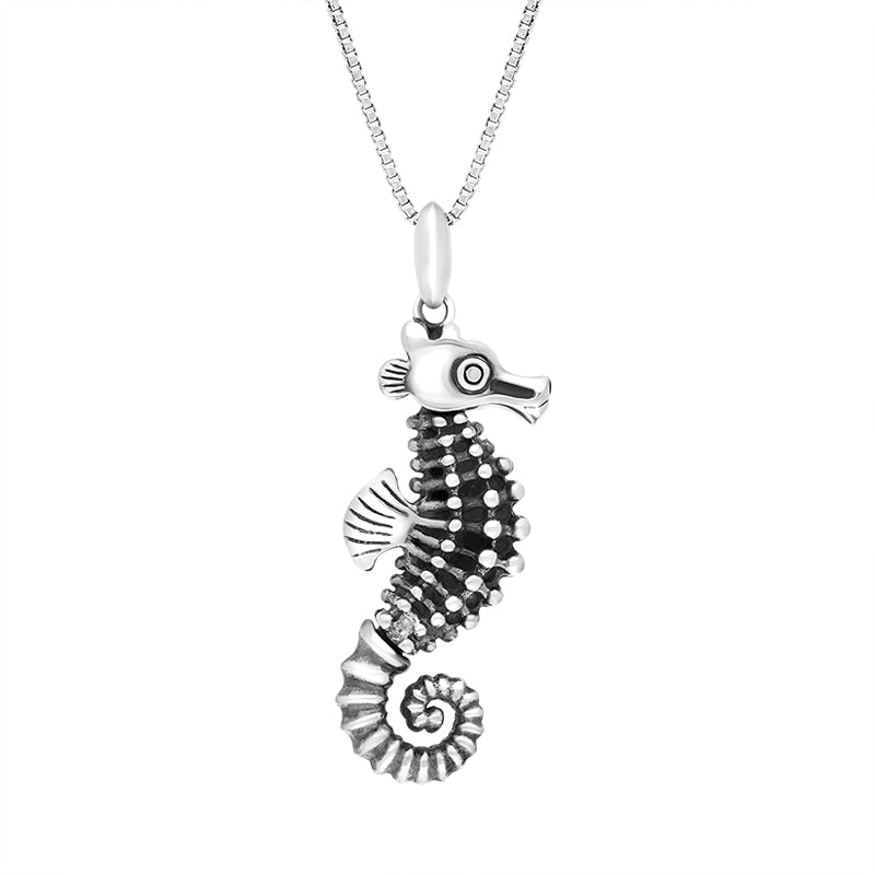 Sterling Silver Large Seahorse Pendant Necklace D