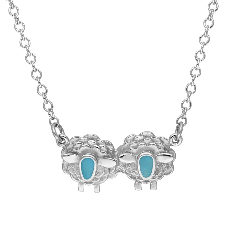 Sterling Silver Turquoise Two Sheep Necklace