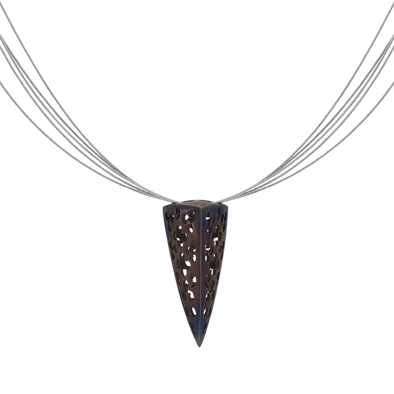Sterling Silver Black Rhodium Cut Out Triangle Necklace D