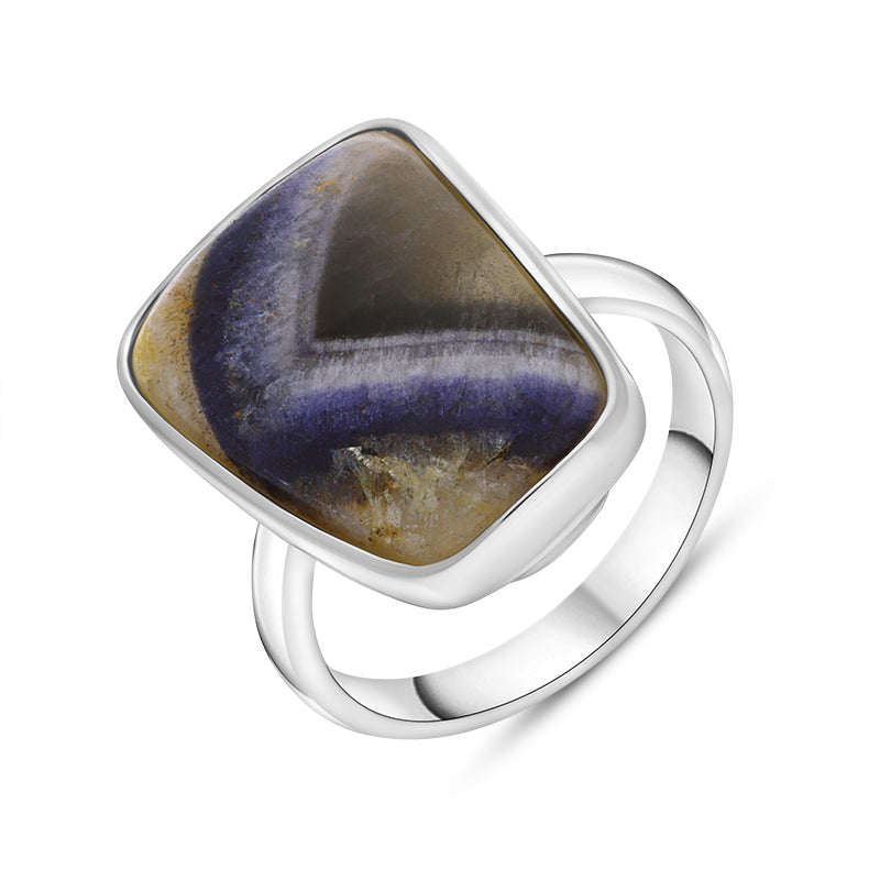 Sterling Silver Blue John Abstract Doublet Ring D