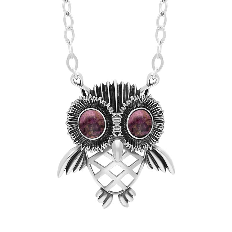 Sterling Silver Blue John Owl Necklace