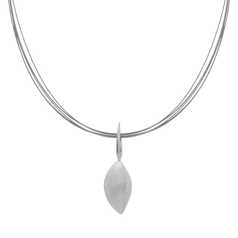 Sterling Silver Pod Shaped Dropper Necklace D