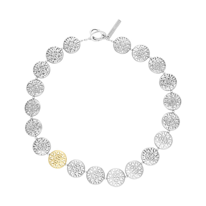 Sterling Silver Gold Plated Cut Out Floral Bracelet D