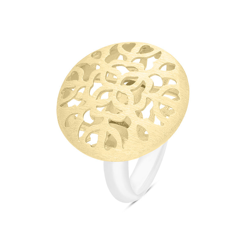 Sterling Silver Gold Plated Floral Cut Out Ring D