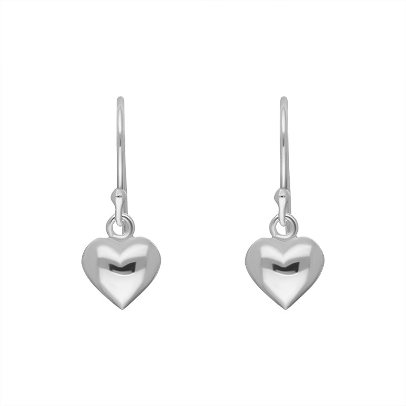 Sterling Silver Heart Drop Hook Earrings