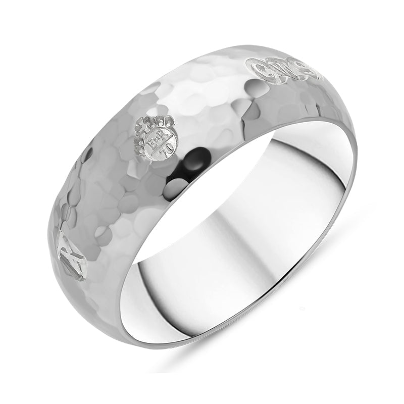 Sterling Silver Queen’s Jubilee Hallmark 8mm Hammered Ring D