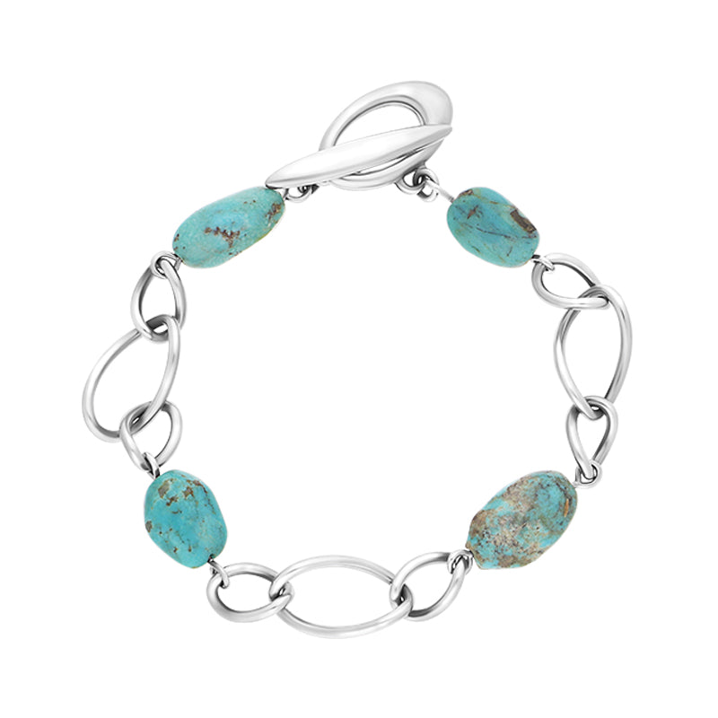 Sterling Silver Lariat Turquoise Oval Twist Bracelet D