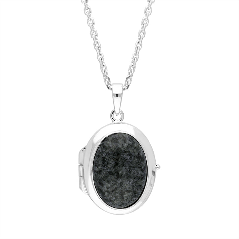 Sterling Silver Preseli Bluestone Oval Locket Pendant