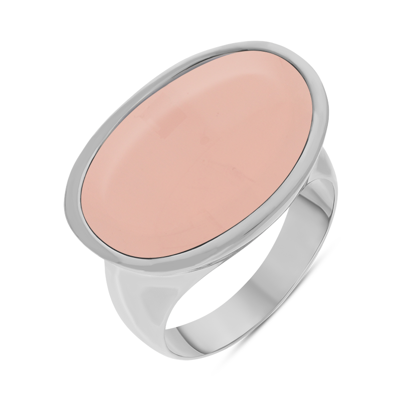 Sterling Silver Rose Quartz Oval Statement Ring