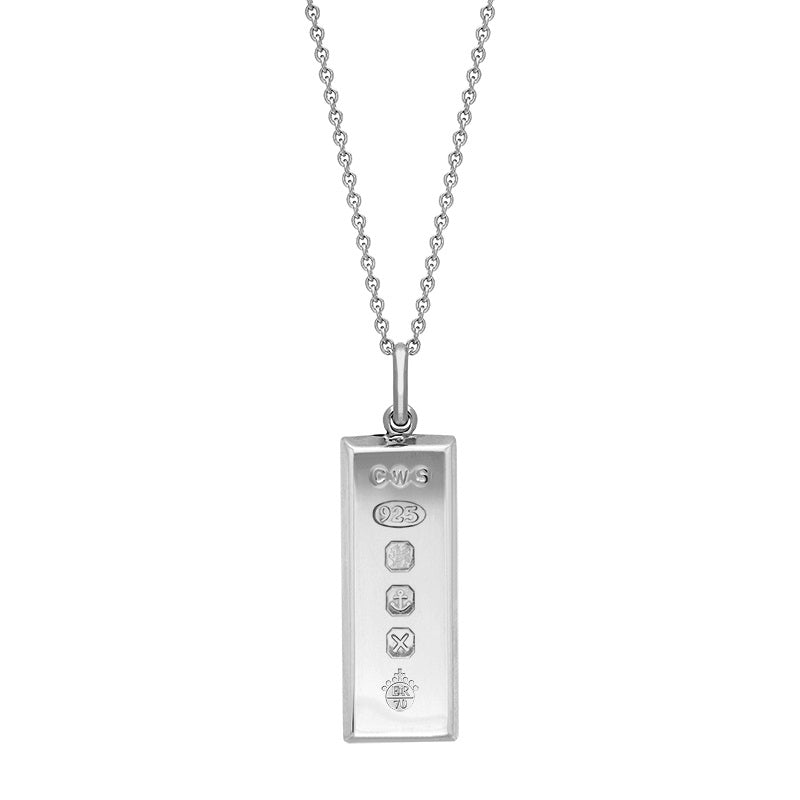 Sterling Silver Queen’s Jubilee Hallmark Medium Ingot Necklace D