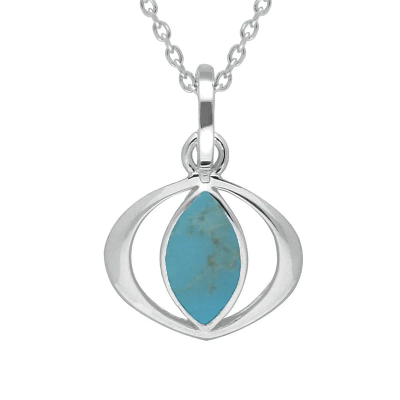 Sterling Silver Turquoise Cat Eye Necklace