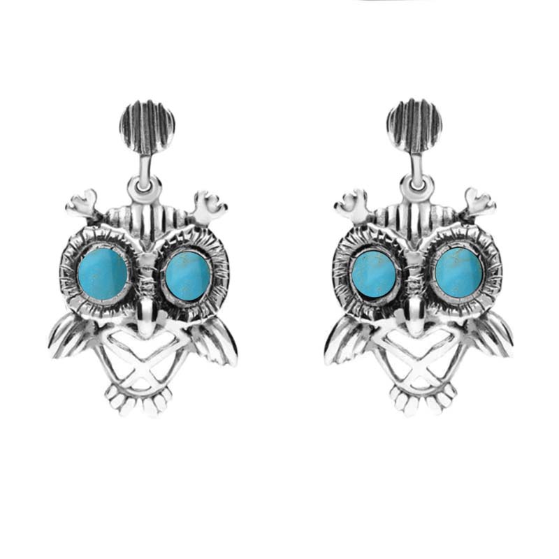 Sterling Silver Turquoise Owl Stud Earrings