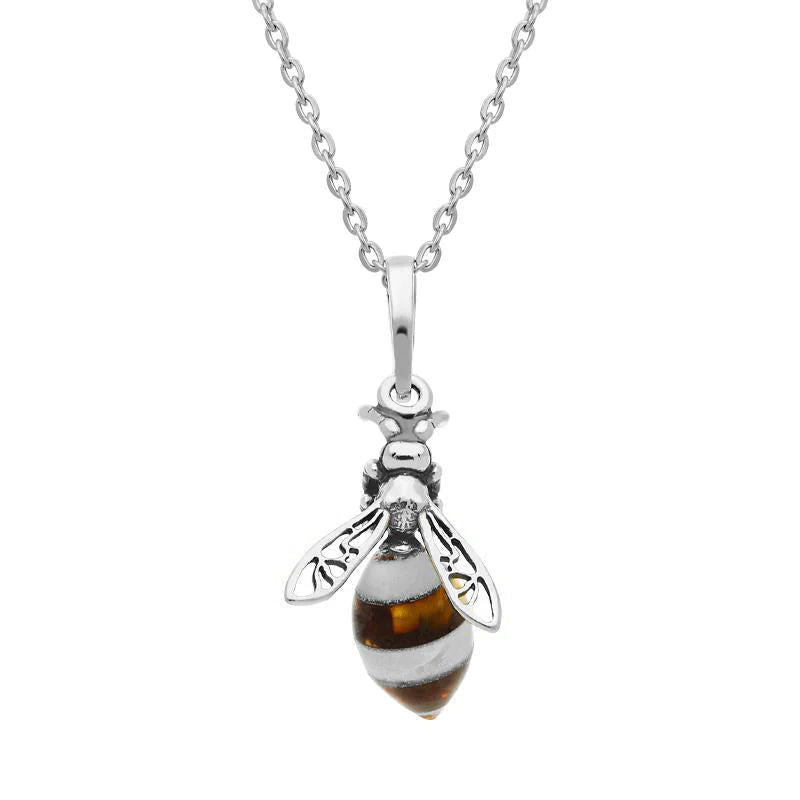 Sterling Silver Amber Bee Necklace