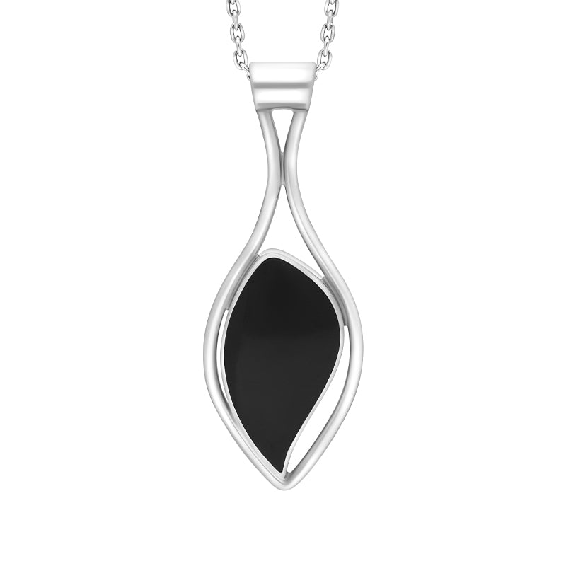 Sterling Silver Whitby Jet Oval Open Top Necklace D