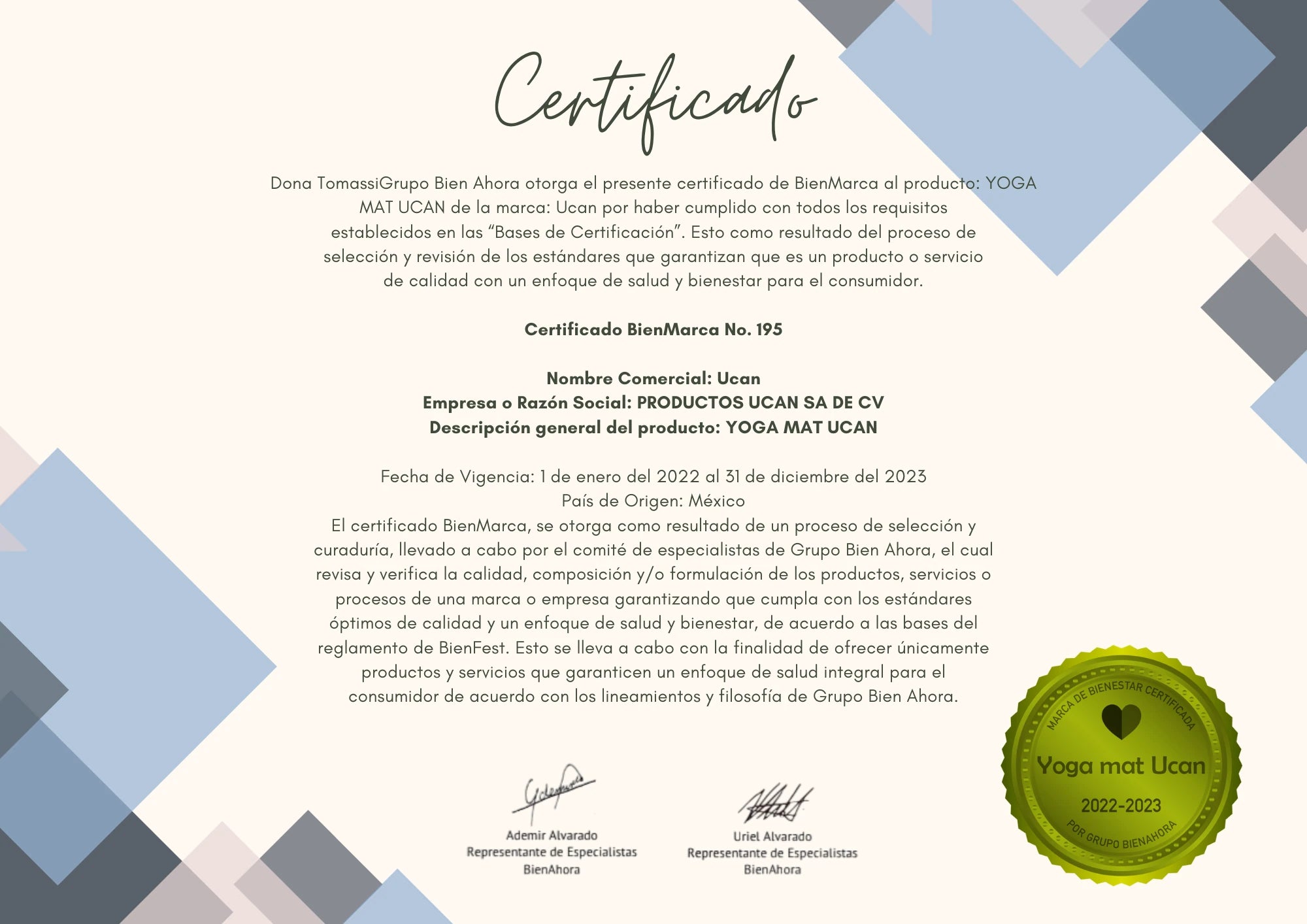 Certificado por participacion geometrico verde y blanco
