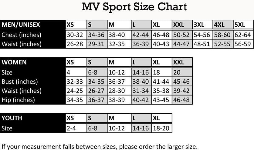 Mv Sport Us Size Chart