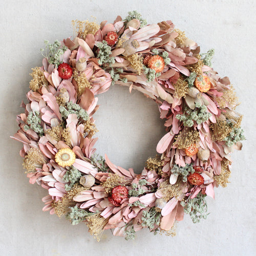 Dried Larkspur And Bear Grass Indoor Wreath