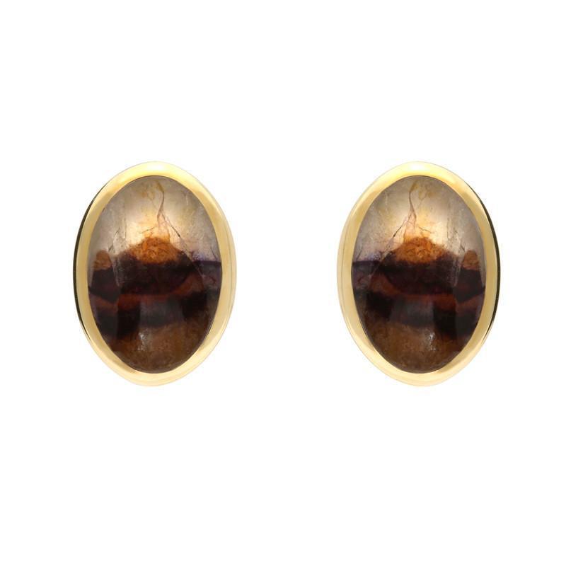 9ct Yellow Gold Blue John Oval Studs