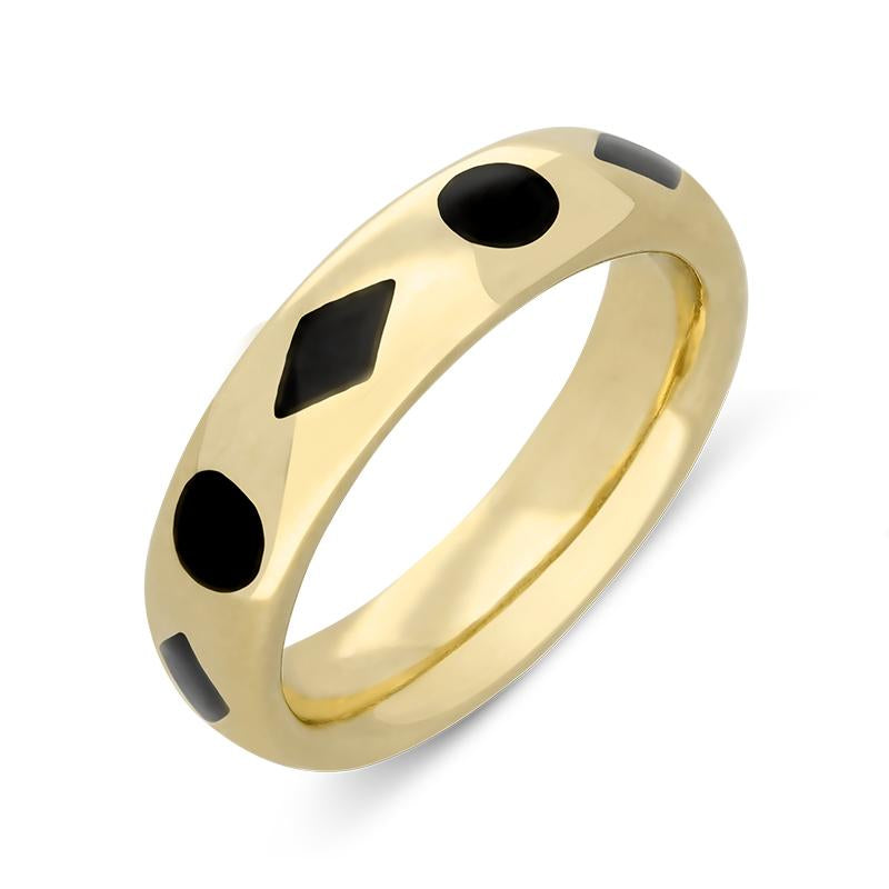 9ct Yellow Gold Whitby Jet Wedding Band Ring