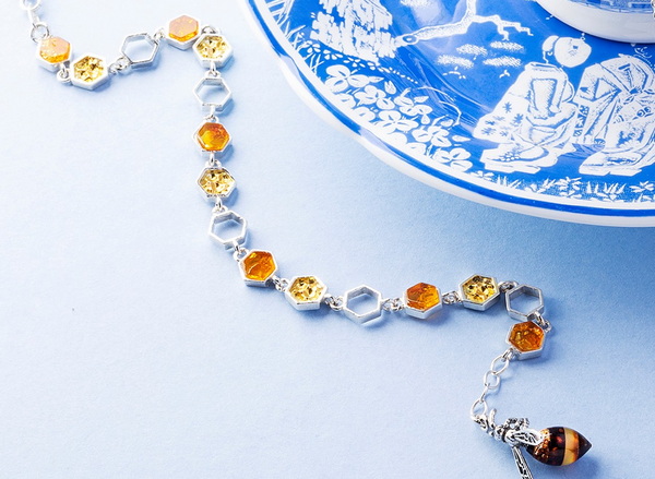 sterling-silver-amber-bee-honeycomb-bracelet