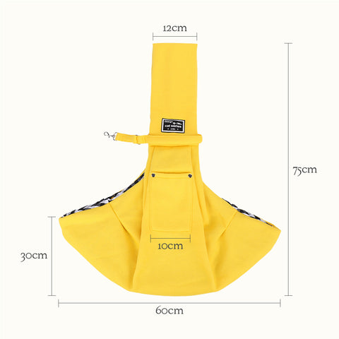 yellow cotton pet sling bag size chart