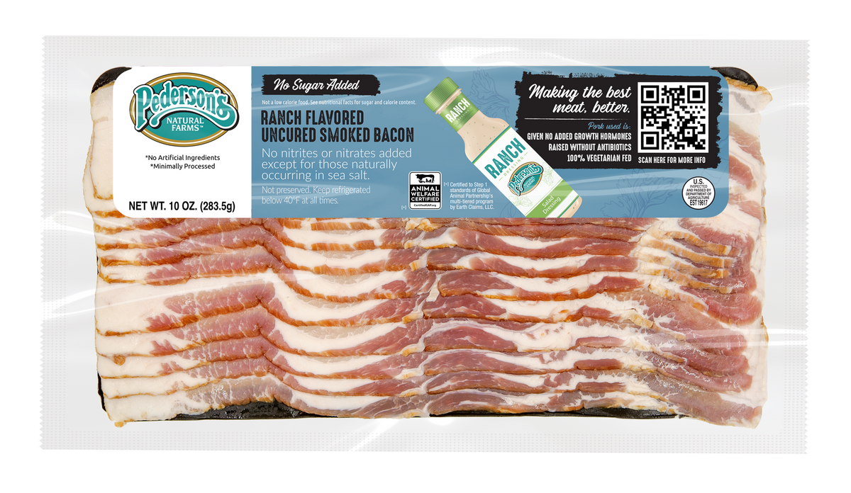 A package of Pederson's Farms No Sugar Added Uncured Turkey Bacon