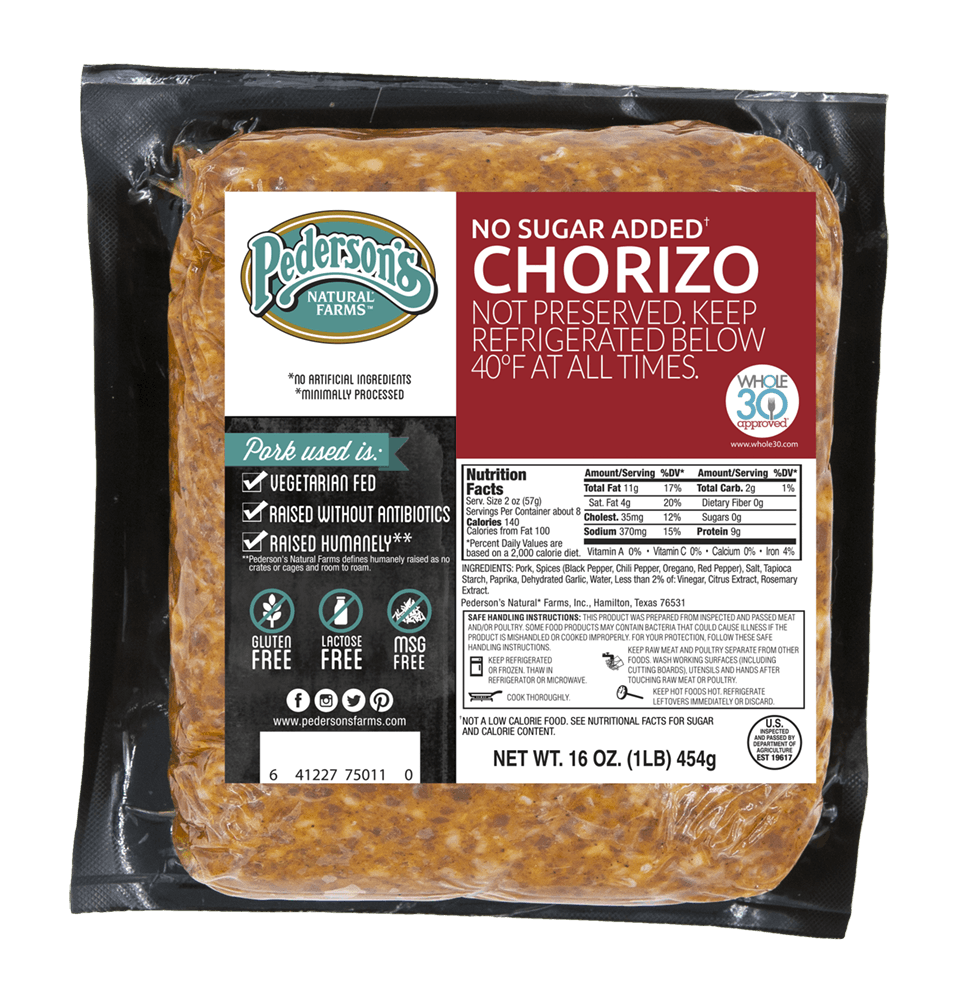 A package of Pederson's Farms No Sugar Added Chorizo - Ground